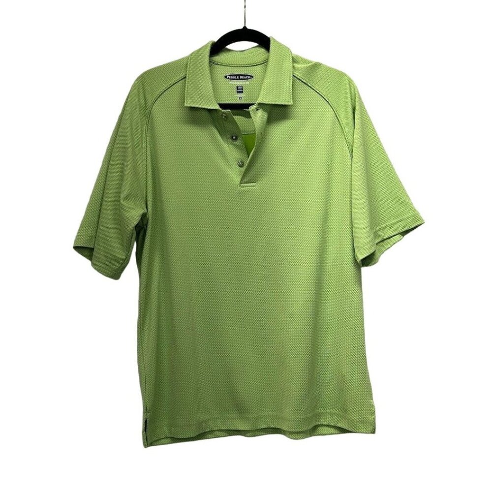 Men's Pebble Beach Texture Performance Golf Polo Shirt Green M
